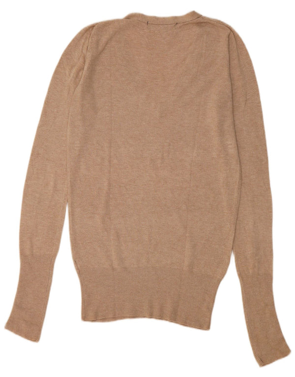 Zara Womens V-Neck Jumper Sweater UK 10 Small Beige