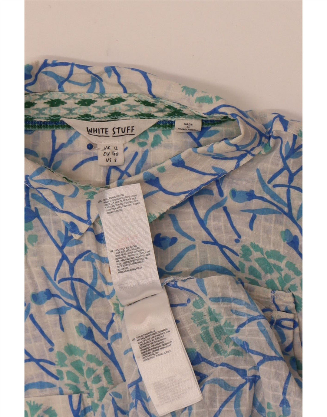 White Stuff Damen Kurzarmhemd UK 12 Medium Floral Cotton
