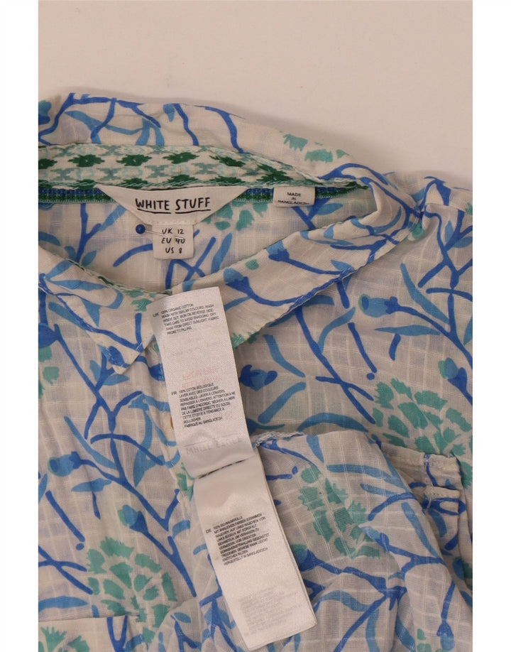 White Stuff Damen Kurzarmhemd UK 12 Medium Floral Cotton