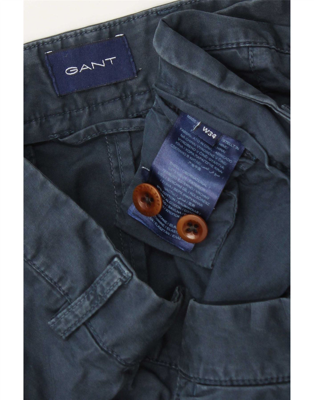 Gant Herren Chinoshorts W34 Large Marineblaue Baumwolle