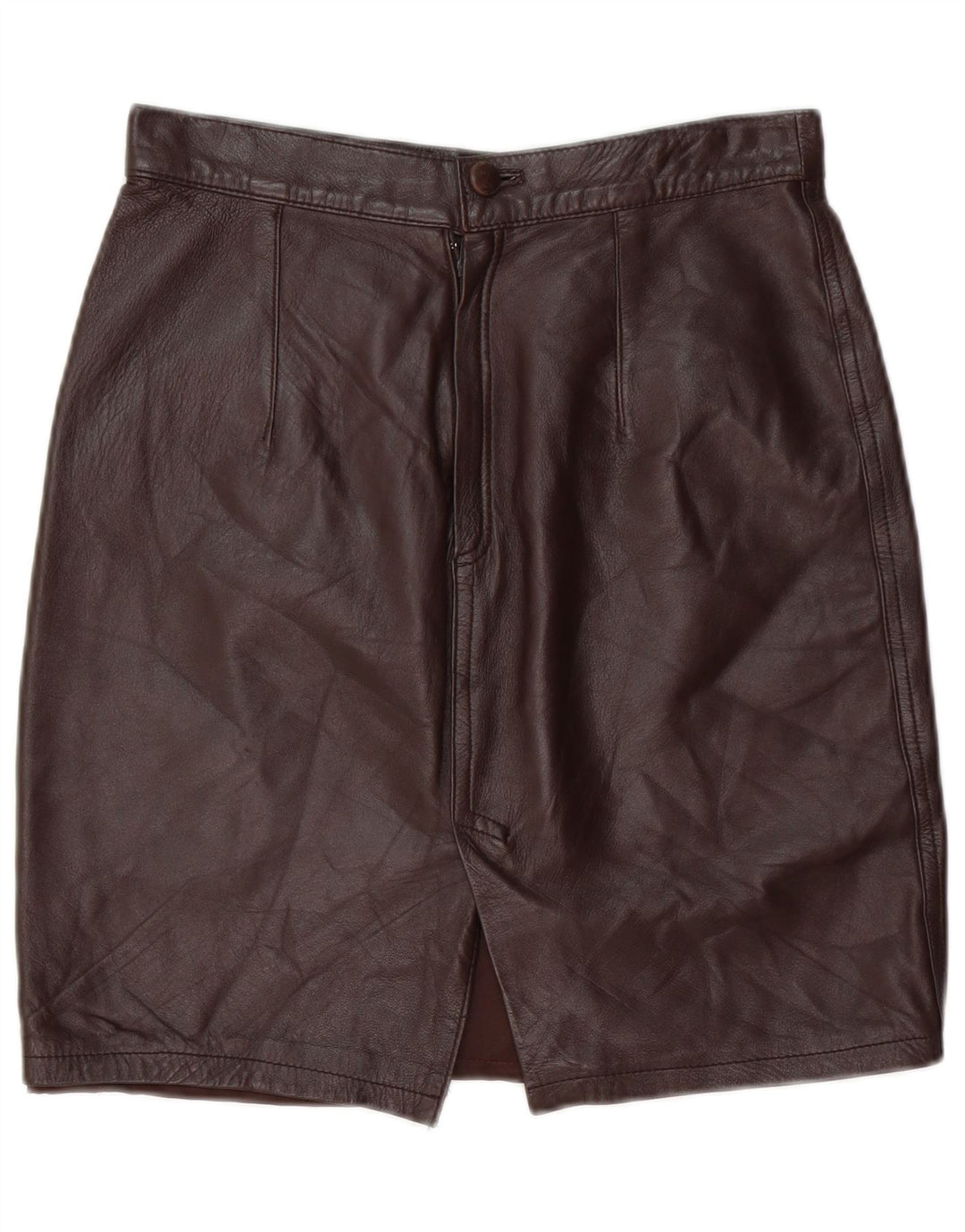 VINTAGE Damen Lederrock IT 44 Medium W28 Braunes Leder