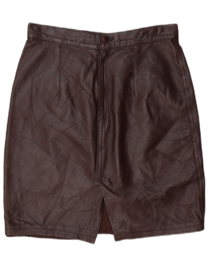 VINTAGE Damen Lederrock IT 44 Medium W28 Braunes Leder