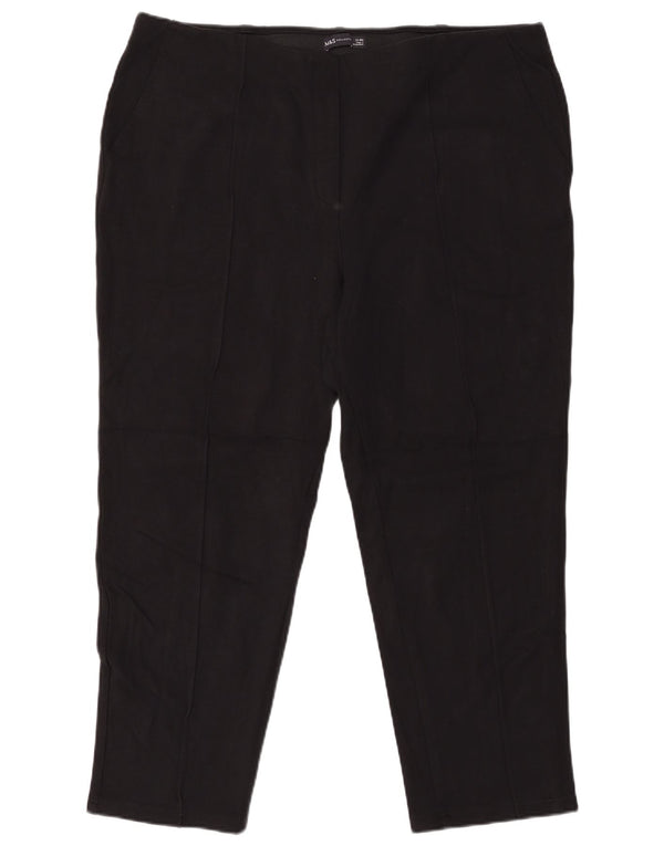 MARKS & SPENCER Damen Slim Anzughose UK 22 3XL W42 L28 Schwarze Viskose