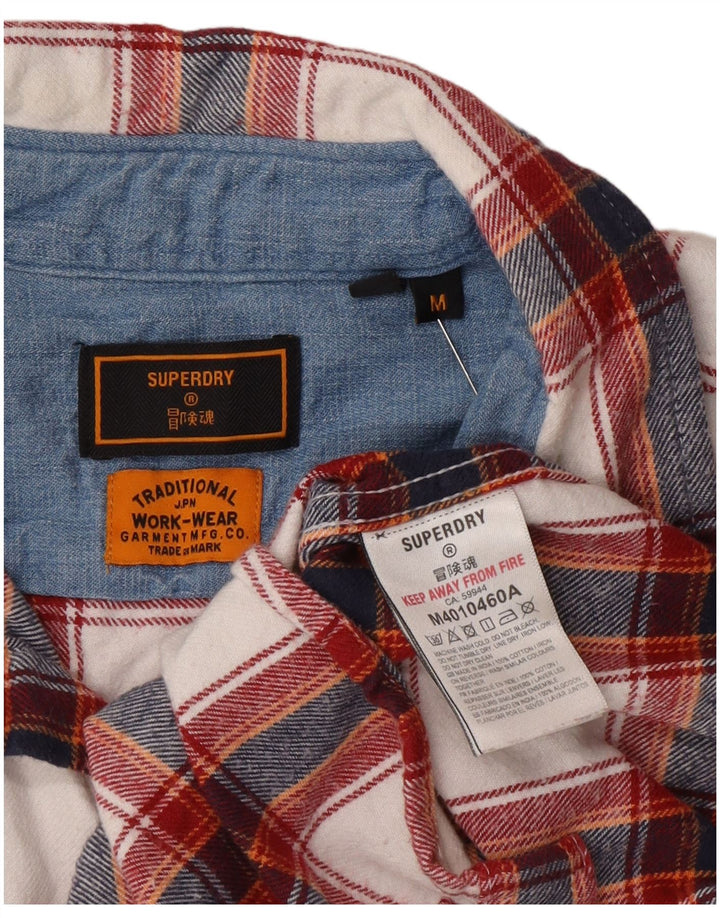 Superdry Herren Worker Wear Regular Fit Flanellhemd Mittelrot karierte Baumwolle