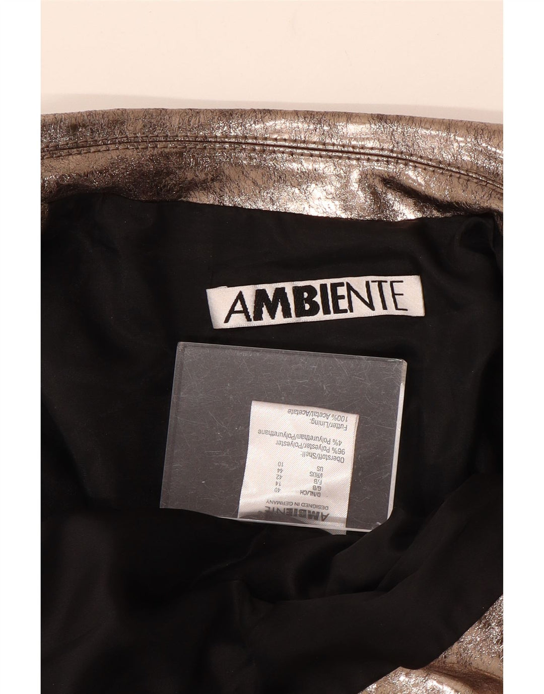 AMBIENTE Damen-Utility-Jacke aus Kunstleder, UK 14, Größe L, braun, Polyester