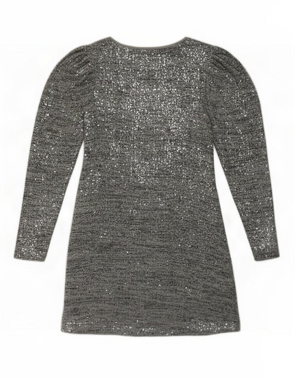 Zara Damen Langarm-Pulloverkleid UK 12 Mittelgrau geflecktes Acryl