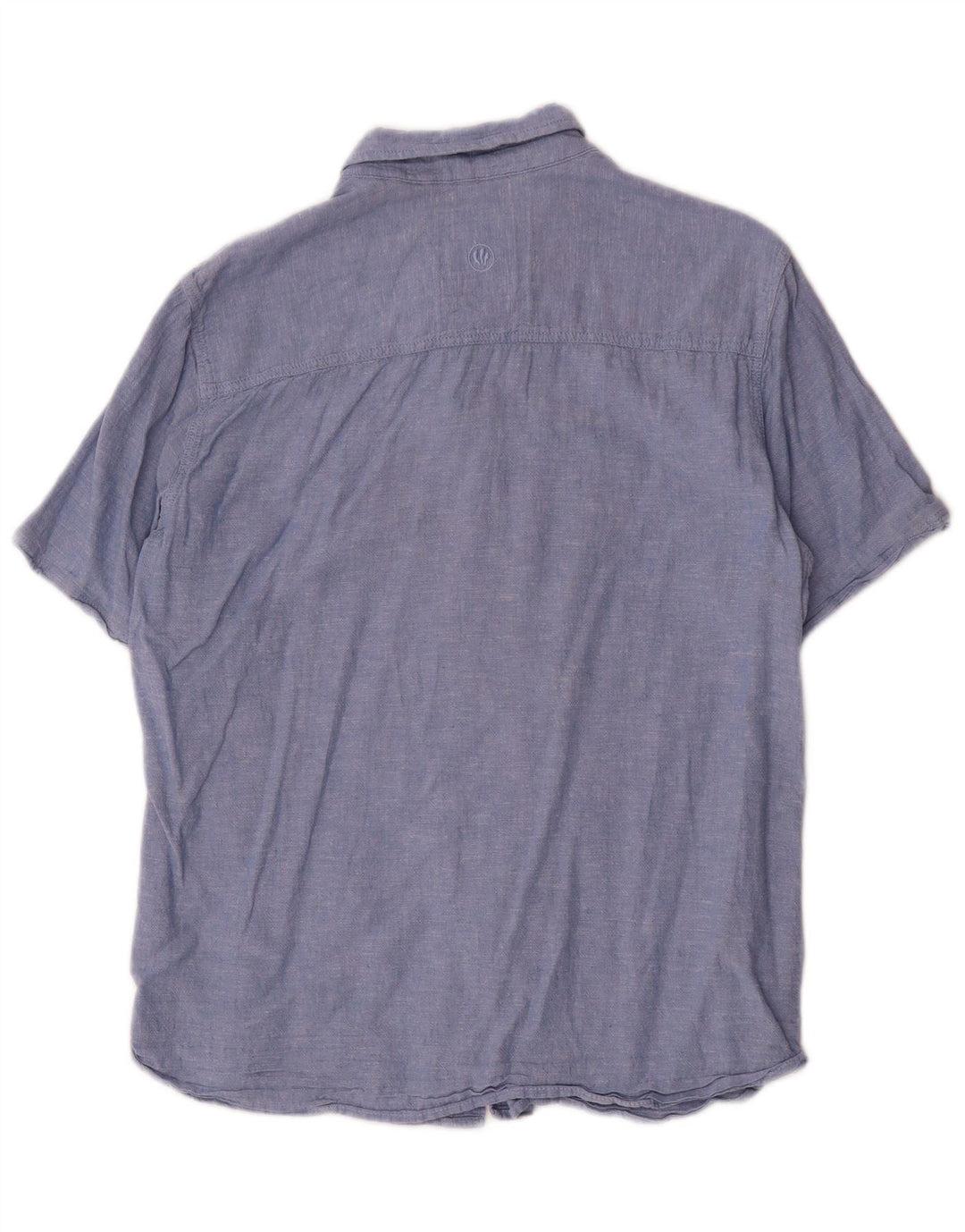 Fat Face Herren-Kurzarmhemd aus mittelblauer Baumwolle