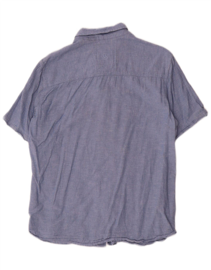 Fat Face Herren-Kurzarmhemd aus mittelblauer Baumwolle