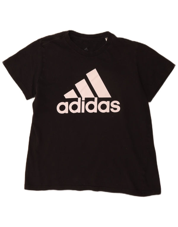 Adidas Damen Grafik T-Shirt Top UK 20/22 XL Schwarz Baumwolle