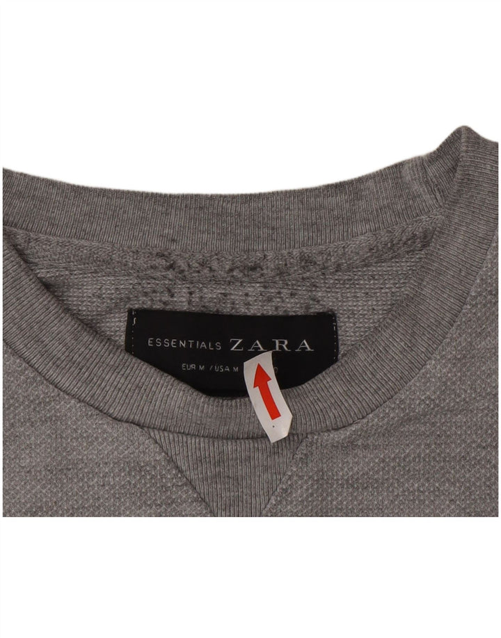 Zara Herren-Sweatshirt-Pullover aus mittelgrauer Baumwolle