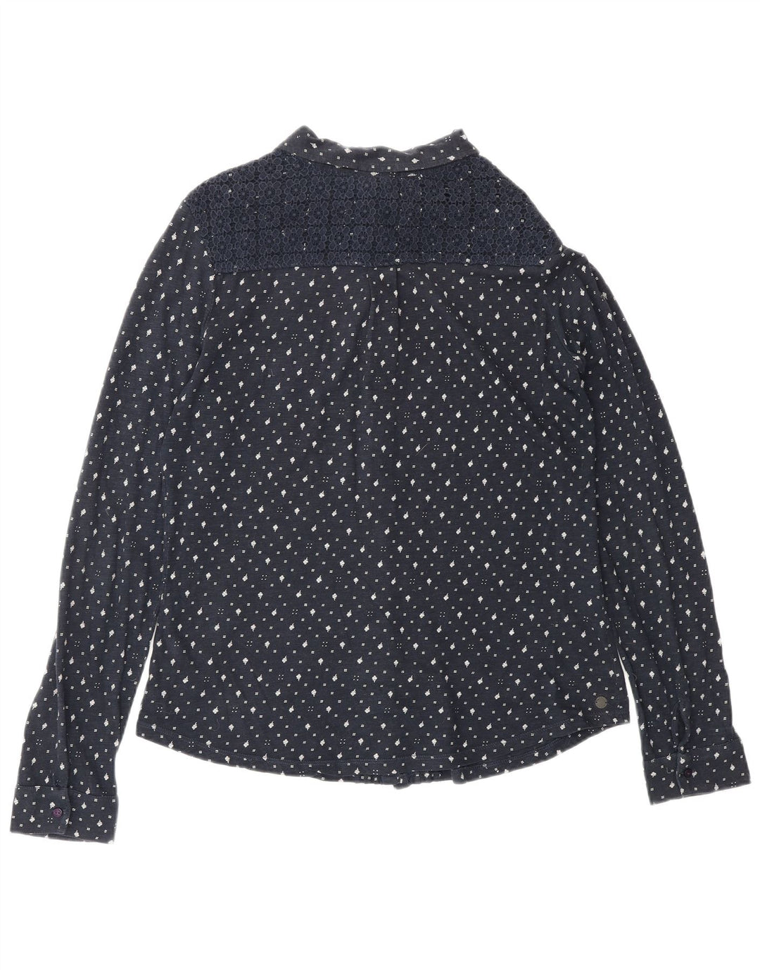 FAT FACE Damen-Hemdbluse, UK 12, mittelgroß, marineblau, geblümt, Baumwolle