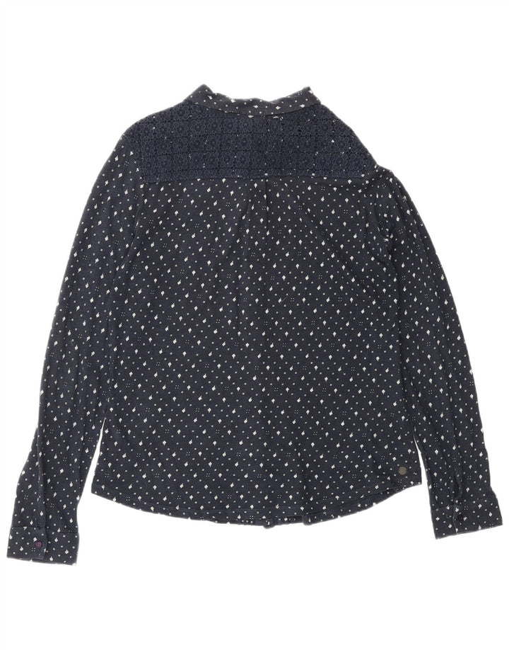 FAT FACE Damen-Hemdbluse, UK 12, mittelgroß, marineblau, geblümt, Baumwolle