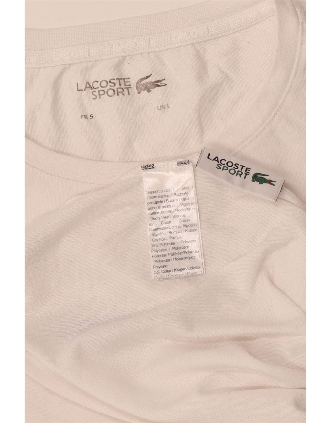 LACOSTE Herren-T-Shirt mit Grafik, Größe 5, Größe L, weiße Baumwolle
