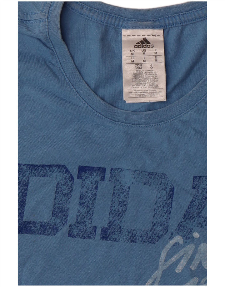 ADIDAS Mens Graphic T-Shirt Top Medium Blue Cotton
