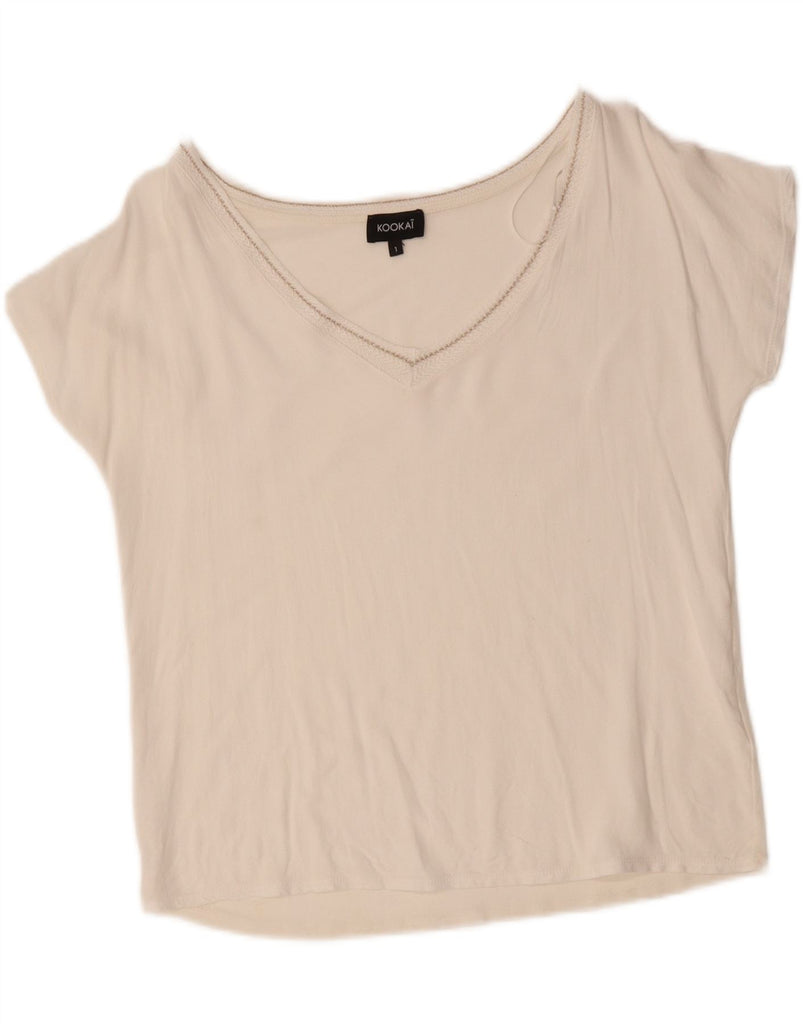KOOKAI Womens T-Shirt Top Size 1 Small White Vintage Kookai and Second-Hand Kookai from Messina Hembry 