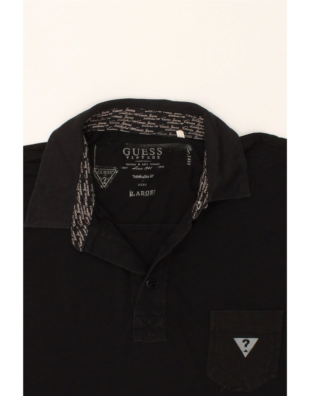GUESS Herren Poloshirt mit Grafik, Größe L, Schwarz