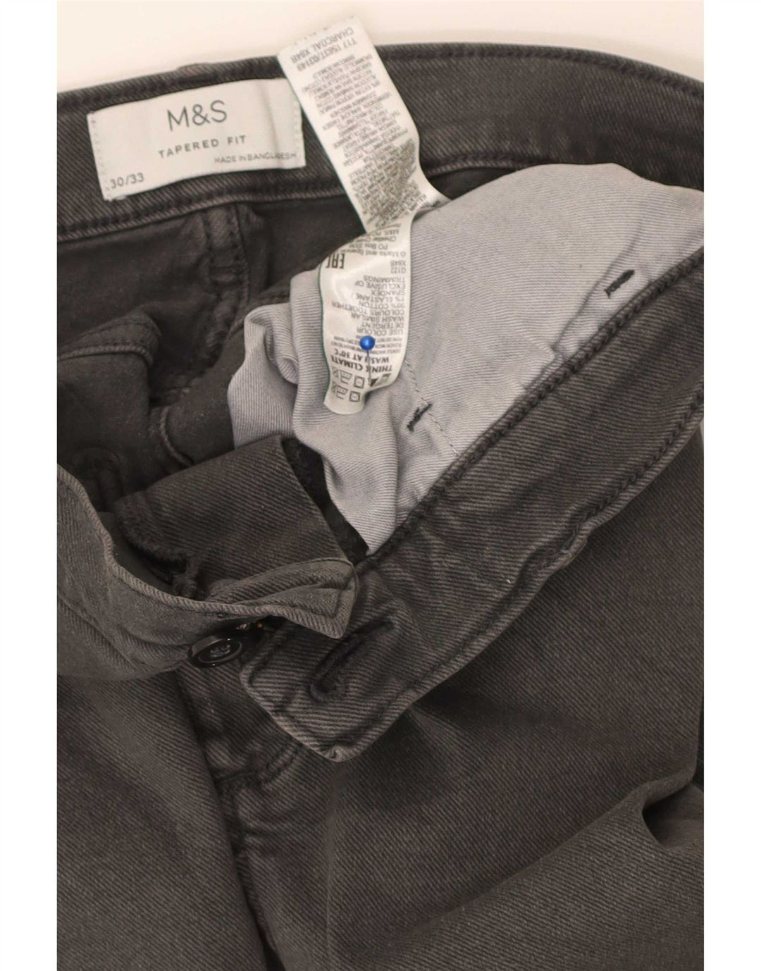 Marks & Spencer Herren Tapered Jeans W30 L33 Graue Baumwolle