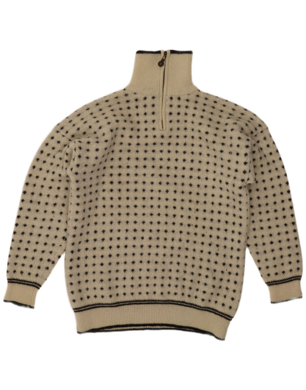 Windfjord Herren-Pullover mit Reißverschluss, XL, beige, geometrische Schurwolle