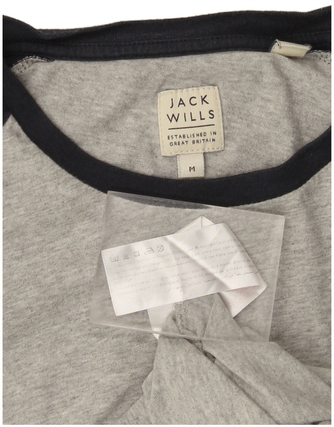 JACK WILLS Herren-Oberteil aus langärmliger mittelgrauer Colourblock-Baumwolle