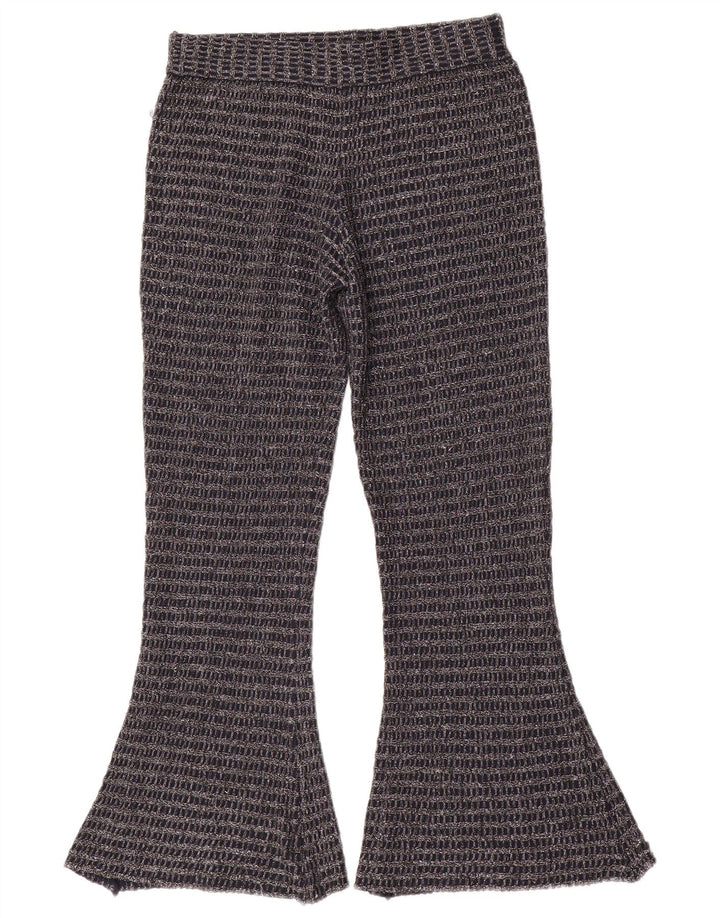 Zara Damen-Strick-Flare-Hose, Größe M, W30, L30, Marineblau, gestreift, Polyester