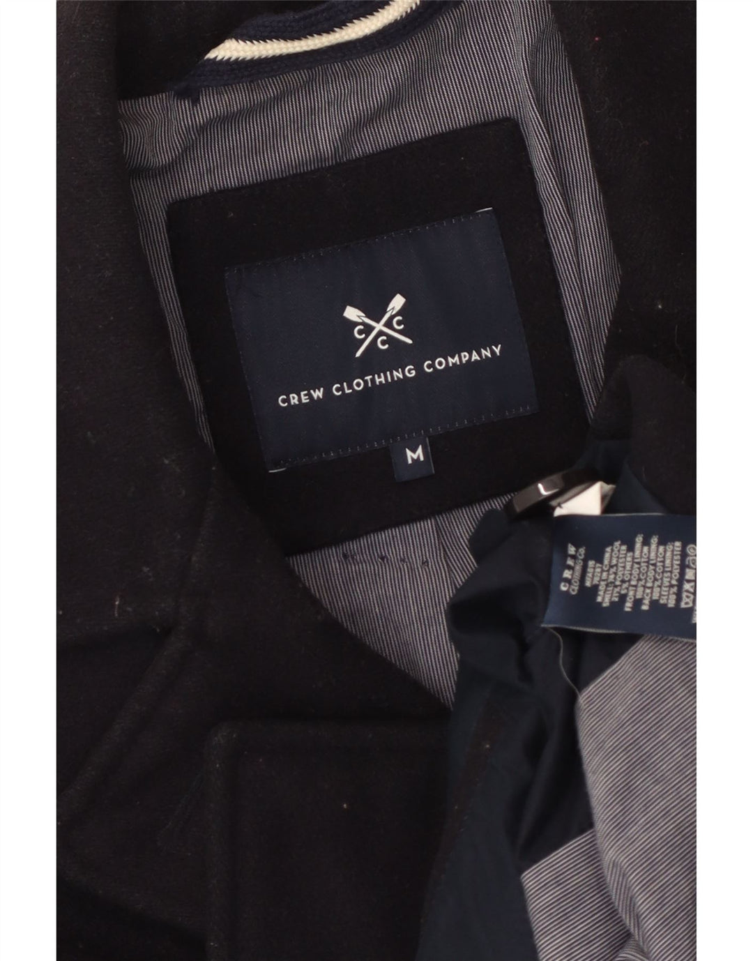 Crew Clothing Herren Pea Coat UK 38 Medium Marineblaue Wolle