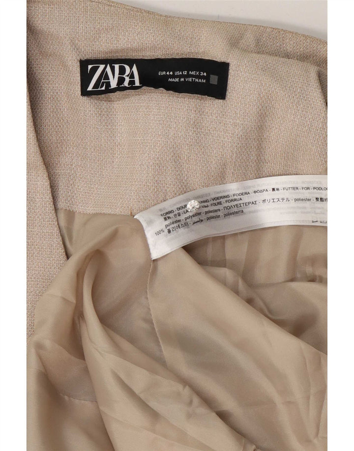 Zara Damen 1-Knopf-Blazerjacke EU 44 XL Beige Polyester