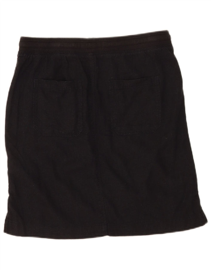 Marks & Spencer Damen Midirock UK 10 Small W30 Schwarzes Leinen