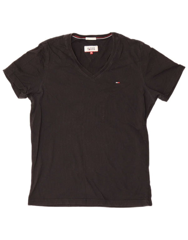 Tommy Hilfiger Damen T-Shirt Top UK 14 Medium Schwarz Baumwolle