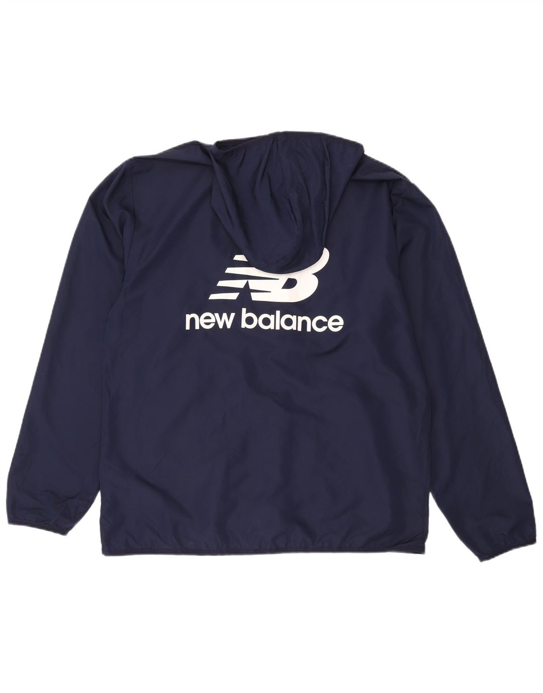 New Balance Herren-Regenjacke mit grafischer Kapuze, groß, marineblaues Polyester