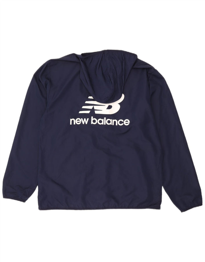 New Balance Herren-Regenjacke mit grafischer Kapuze, groß, marineblaues Polyester