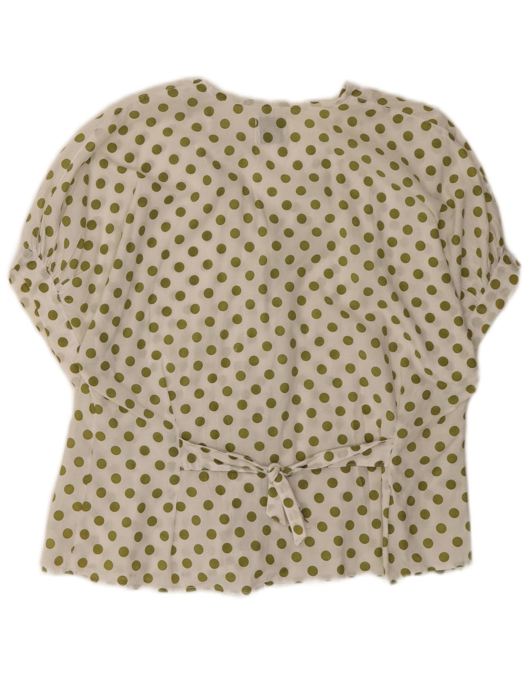 Benetton Damen Kurzarm-Hemdbluse IT 44 Mittelweiß gepunktet