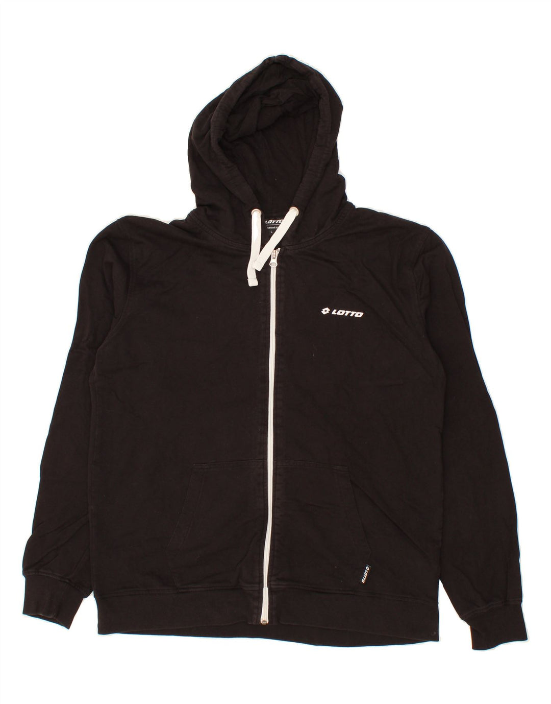 LOTTO Mens Zip Hoodie Sweater Large Black Cotton Vintage Lotto and Second-Hand Lotto from Messina Hembry 
