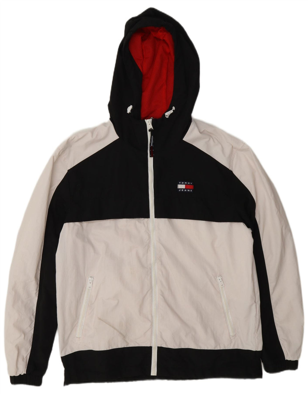 Tommy Hilfiger Herren-Windbreaker-Jacke, UK 38, Mittelweiß, Farbblock