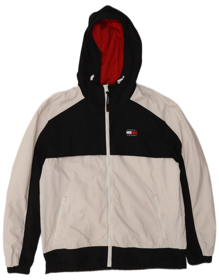 Tommy Hilfiger Herren-Windbreaker-Jacke, UK 38, Mittelweiß, Farbblock