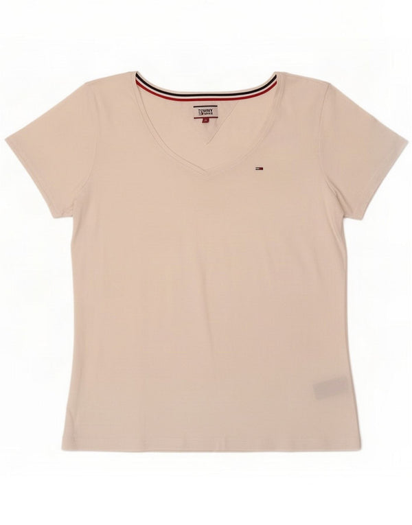 Tommy Hilfiger Damen T-Shirt Top UK 14 Mittelweiße Baumwolle
