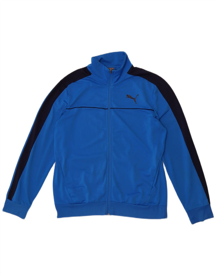 Puma Herren-Trainingsanzug-Top-Jacke, großes blaues Farbblock-Polyester