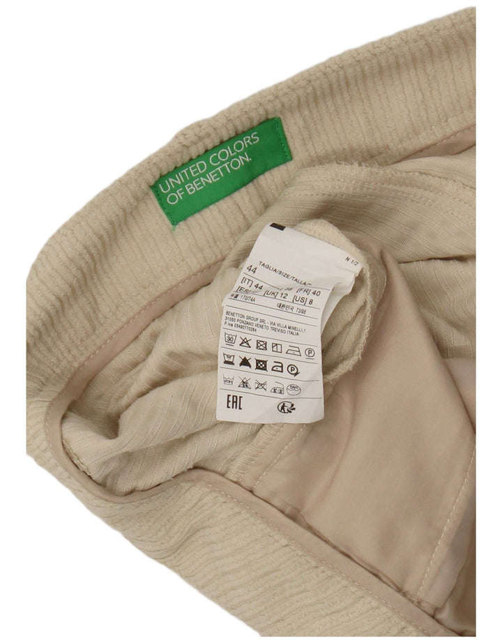 Benetton Damen Cordshorts UK 12 Medium W28 Beige Polyester