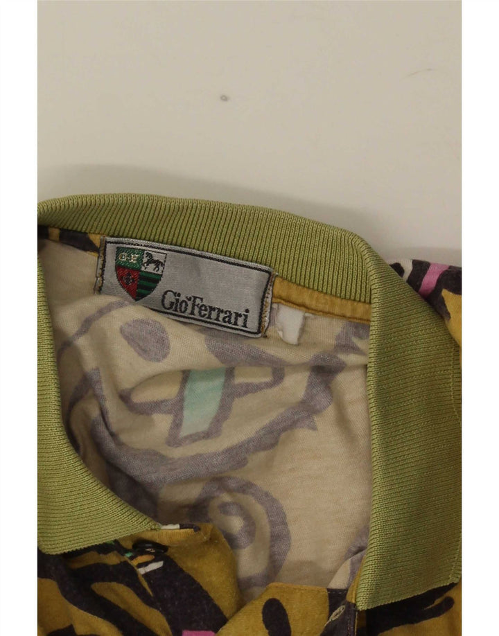 Gio Ferrari Herren-Poloshirt, mittelgelb, geometrisch