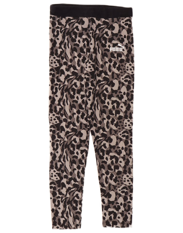 Puma Mädchen-Leggings, 11–12 Jahre, graue Baumwolle mit Animal-Print