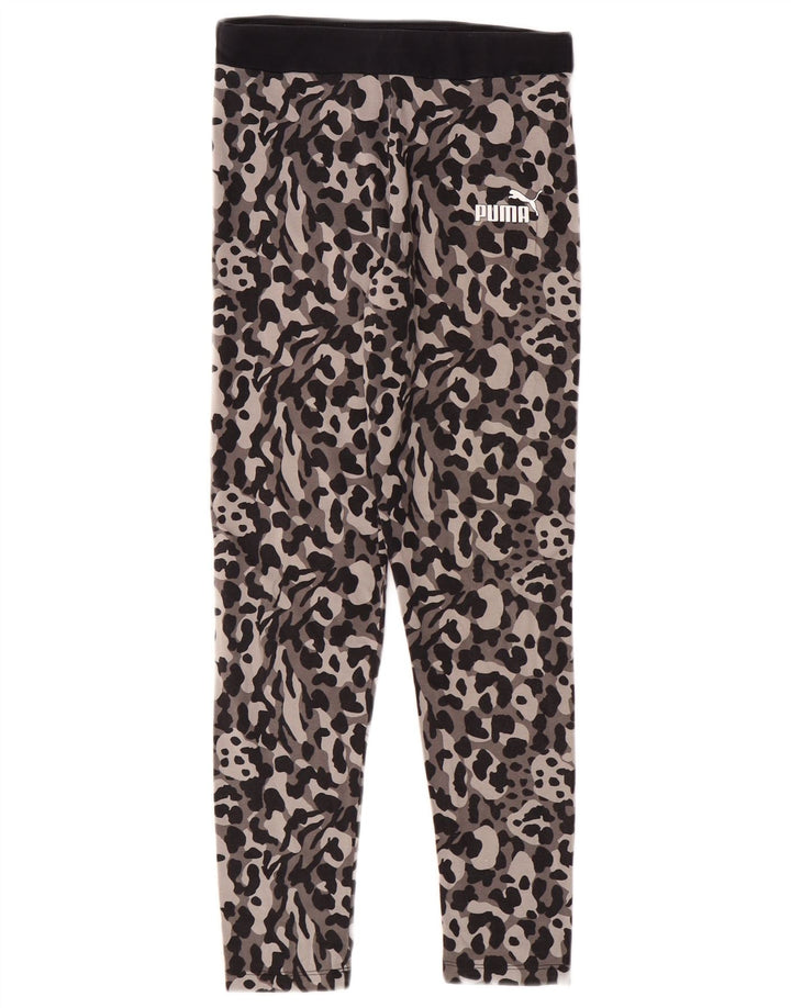 Puma Mädchen-Leggings, 11–12 Jahre, graue Baumwolle mit Animal-Print