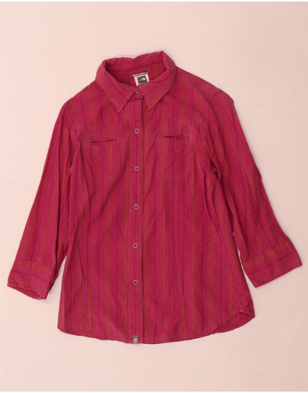The North Face Damen-Hemd mit 3/4-Ärmeln, UK 6 XS, rosa gestreift, Baumwolle