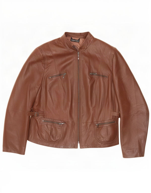 Gerry Weber Damen Übergroße Lederjacke UK 16 Large Braun