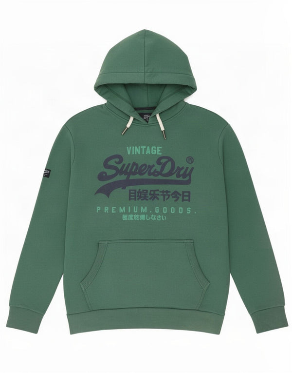 Superdry Mens Graphic Hoodie Jumper Large Green Cotton