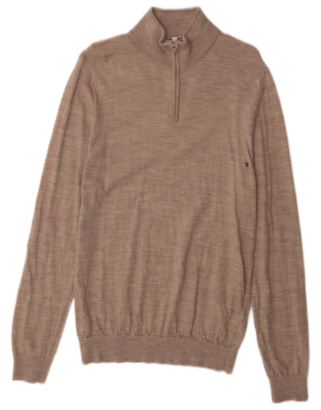 Reiss Herren-Pullover mit Reißverschluss am Hals, große grau gesprenkelte Wolle