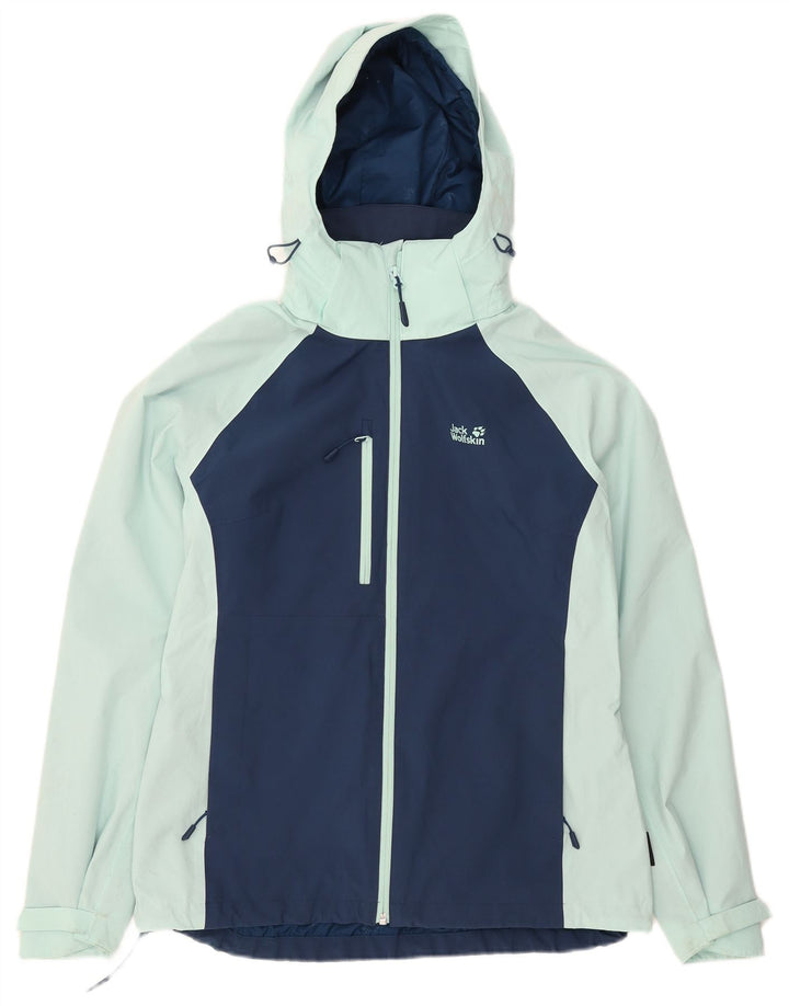 Jack Wolfskin Damen Regenjacke mit Kapuze UK 10/12 Mittelblauer Farbblock
