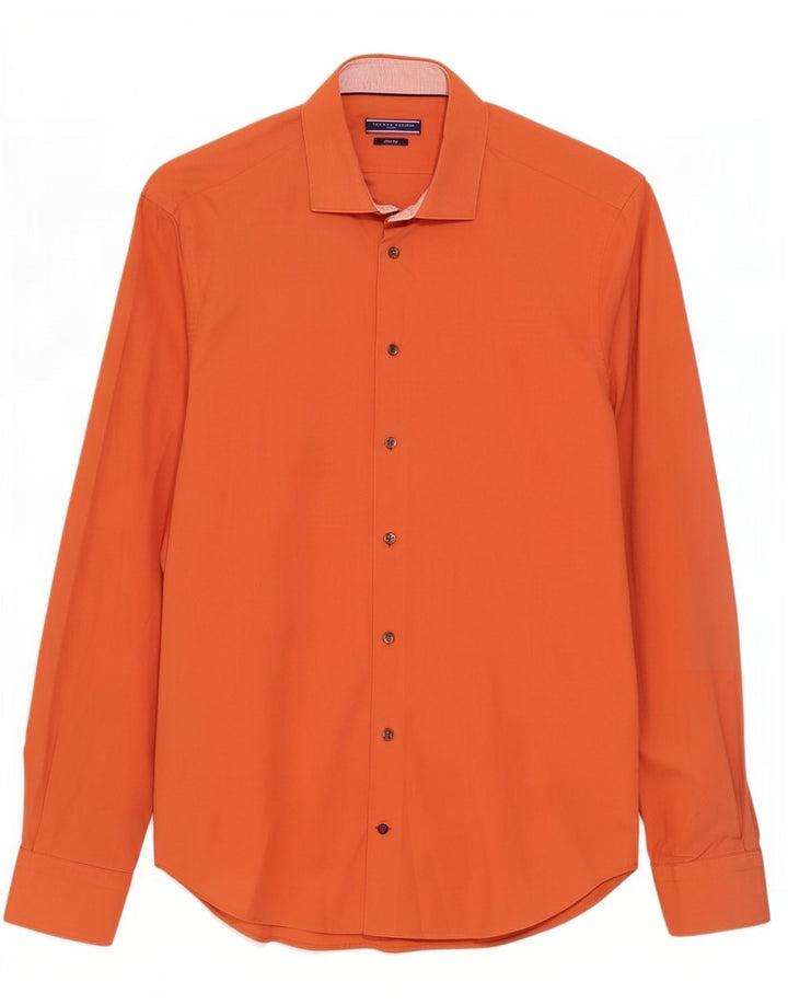 Tommy Hilfiger Herren Slim Fit Hemd Größe 39 15 1/2 Mittelorange