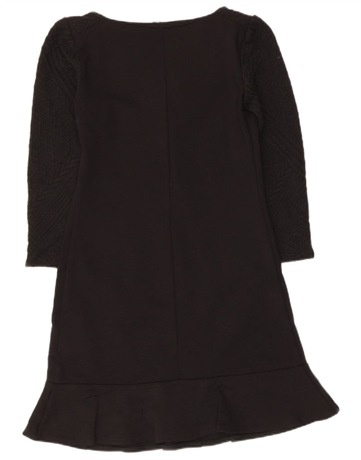 Naf Naf Damen Basic-Kleid mit 3/4-Ärmeln, Größe S, Schwarz, Viskose