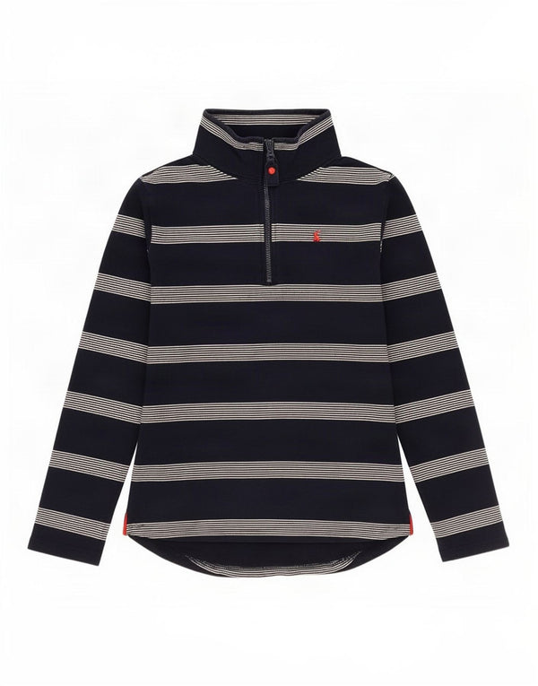 Joules Damen-Sweatshirt mit Reißverschluss am Hals, UK 12, mittelmarineblau gestreift