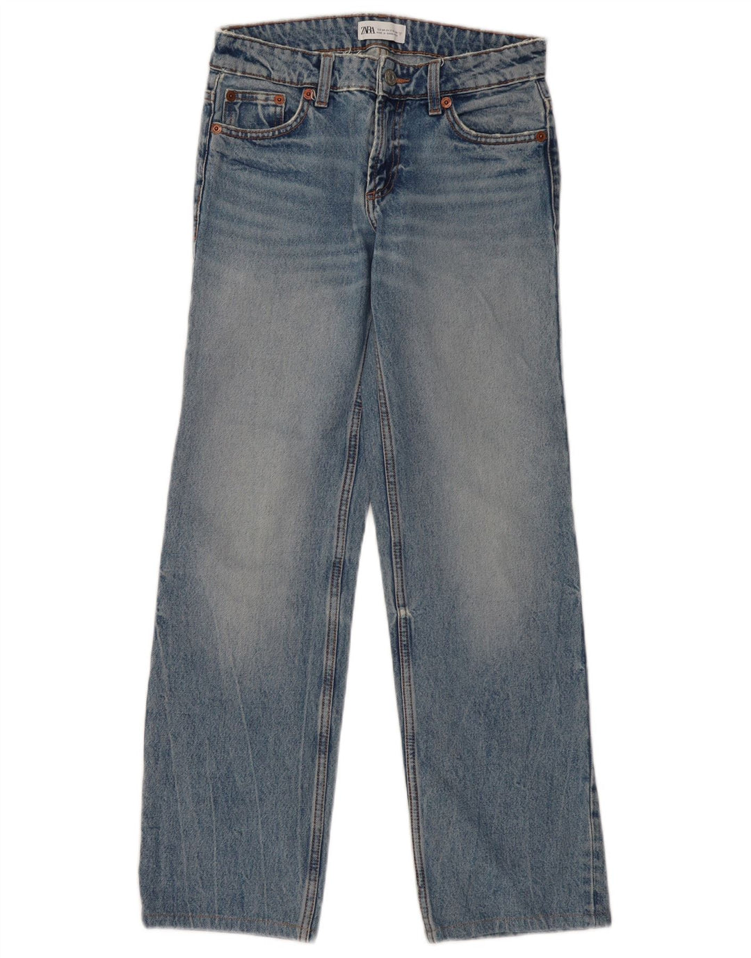 ZARA Damen Straight Jeans EU 34 2XS W24 L29 Blau
