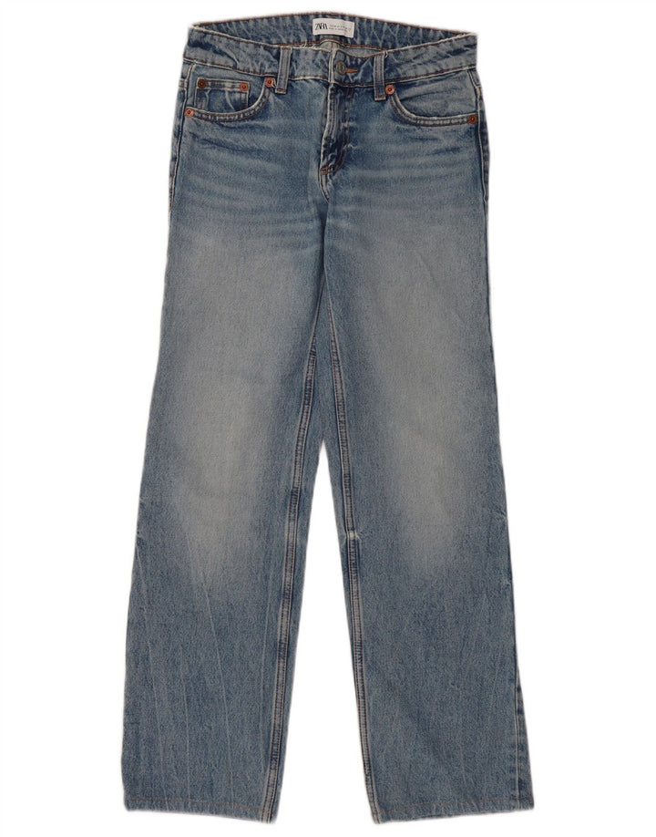ZARA Damen Straight Jeans EU 34 2XS W24 L29 Blau